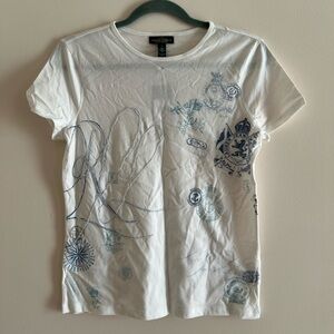 Ralph Lauren White Tshirt with Beaded Design